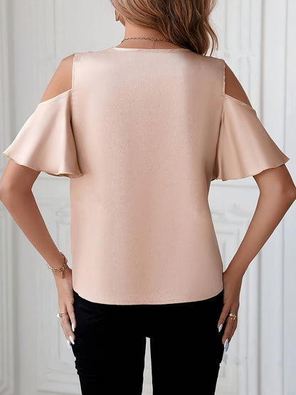 Damen Cold-Shoulder Bluse mit Spitze und Elegantem Schnitt für Alltag und Ausgehen