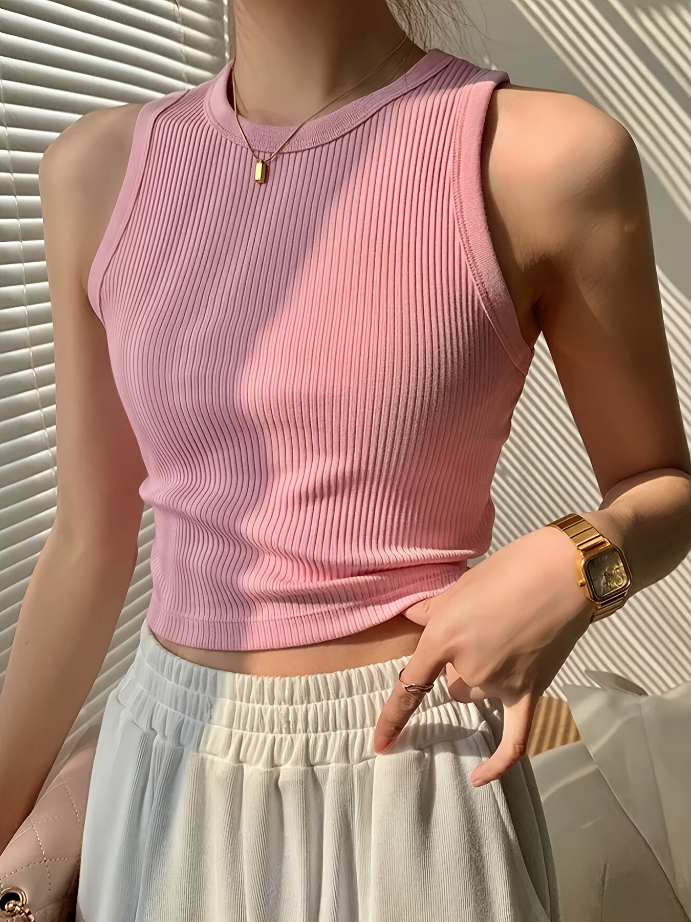Damen Ripp Tanktop Figurbetont Modern Freizeit & Sport
