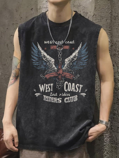 Herren Vintage Biker Muskelshirt – West Coast Lost Riders Club Print, Streetwear Tanktop