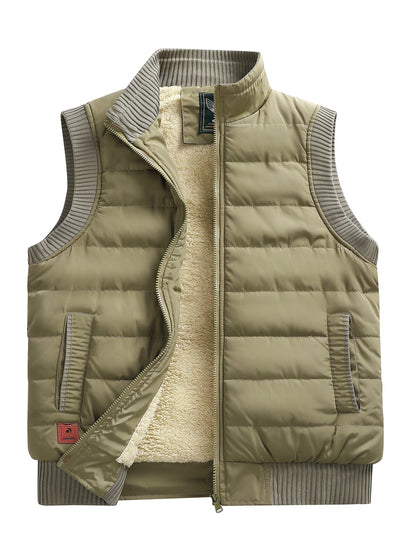 Steppweste mit Stehkragen und Rippstrickdetails - Warm gefüttert - Herren