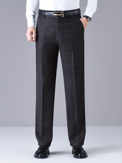 Herren Hose Kariert Gerades Bein Klassischer Schnitt Elegante Freizeithose
