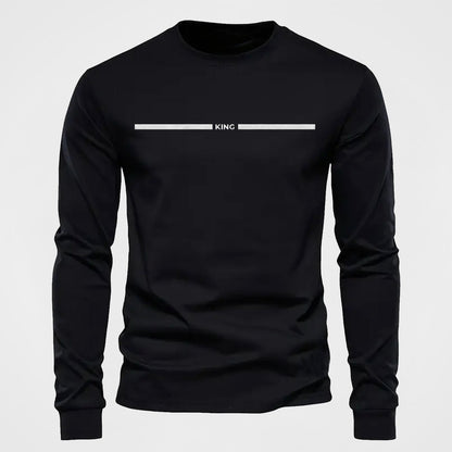 Herren Langarmshirt mit Rundhalsausschnitt und KING-Druck, lässig