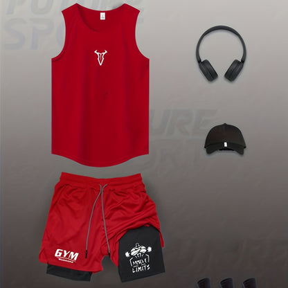 Herren Fitness Trainingsset – Muskelaufbau Tanktop & Shorts für Gym und Workout