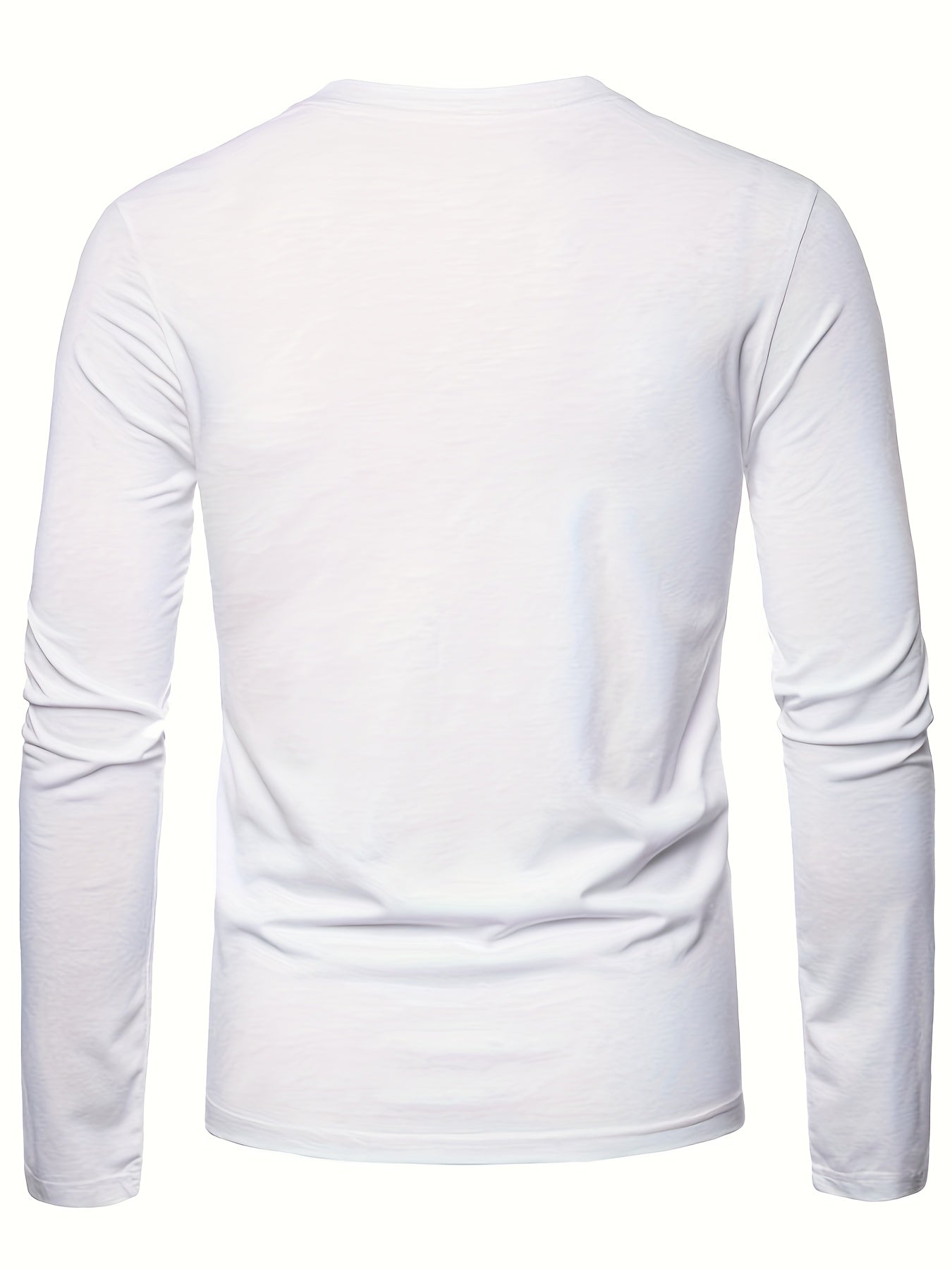 Herren Langarmshirt mit Rundhalsausschnitt und Hirsch-Logo, Freizeitshirt