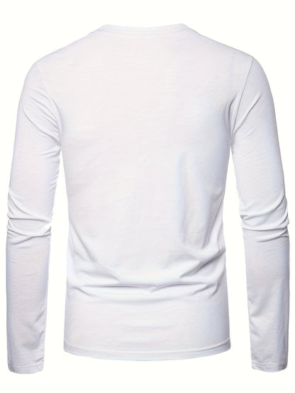 Herren Langarmshirt mit Rundhalsausschnitt und Hirsch-Logo, Freizeitshirt
