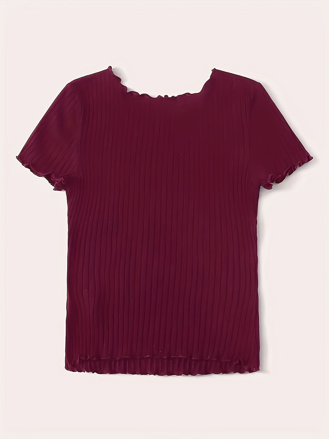 Damen Basic T-Shirt mit kurzen Ärmeln und Rippstruktur – Modisches Alltags-Oberteil mit Wellenkante