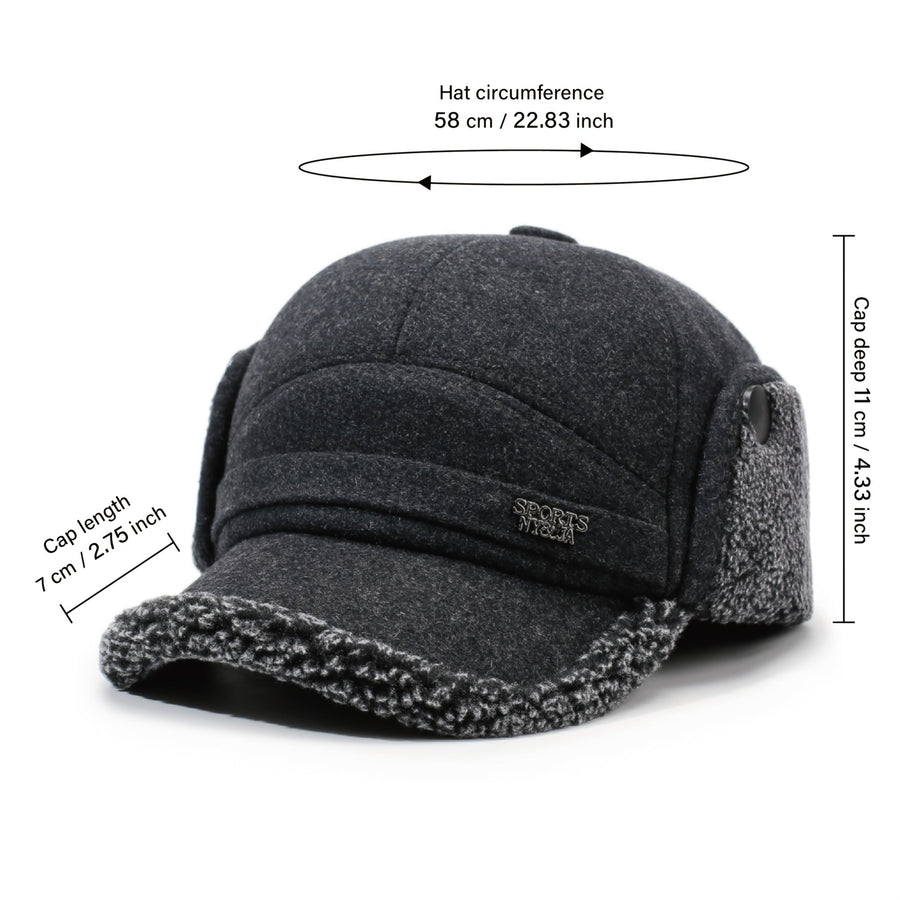 Wintermütze Herren mit Ohrenklappen Baseballkappen-Stil Warm gefüttert