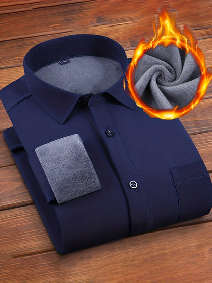 Herren Hemd langärmlig warm gefüttert Winterhemd Freizeithemd mit Brusttasche