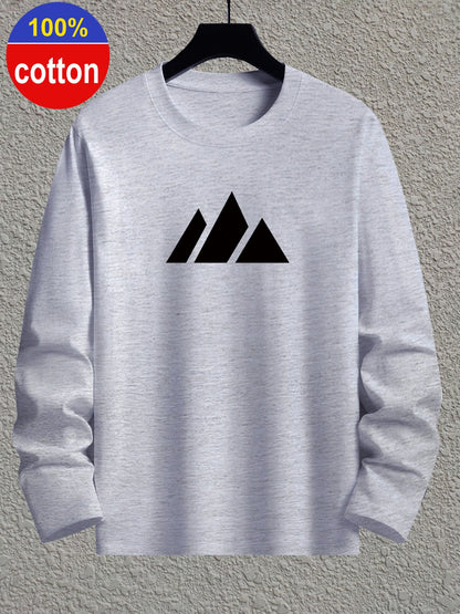 Langarmshirt mit Rundhalsausschnitt und Berg-Motiv
