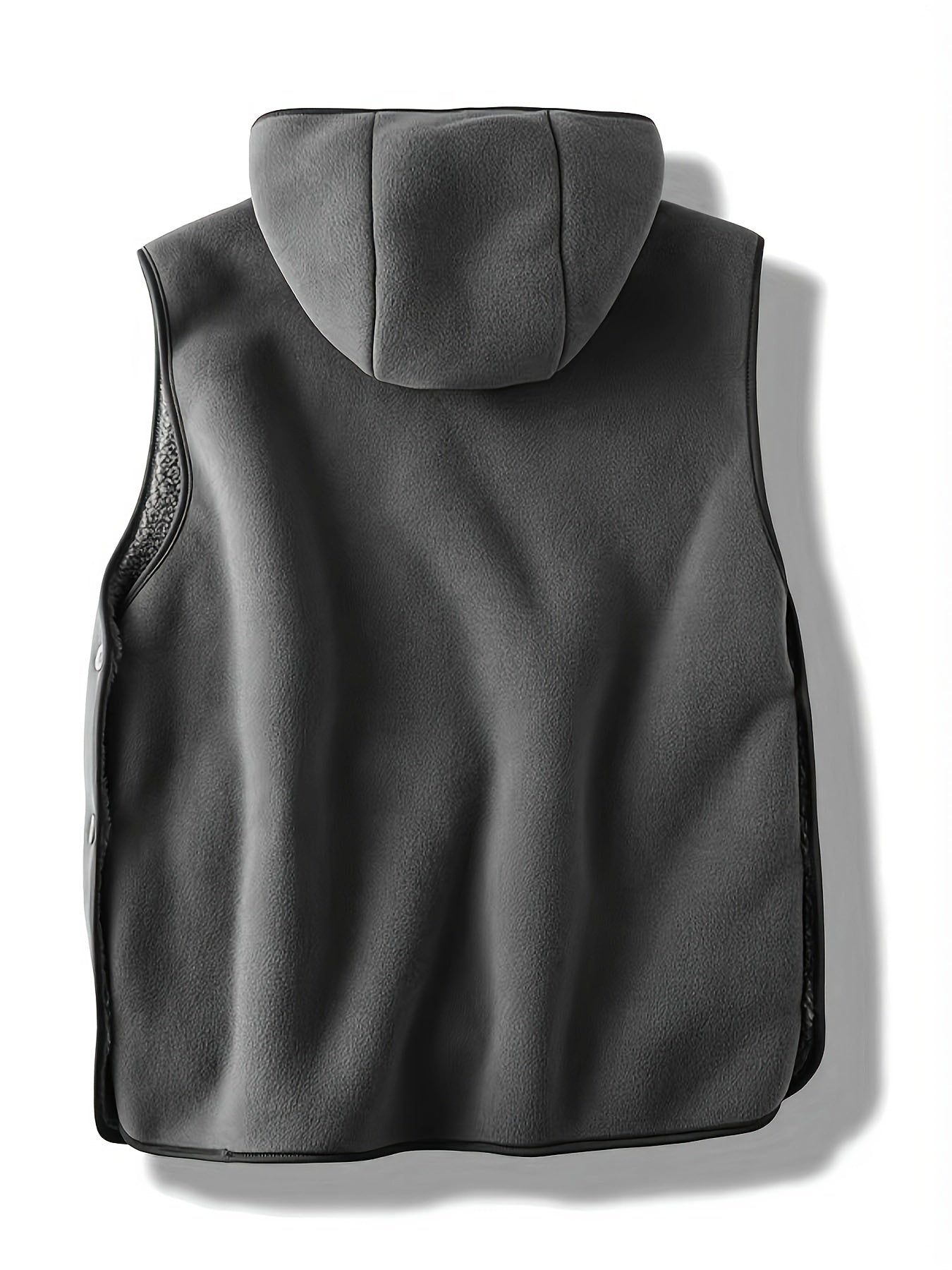 Unisex Kapuzenweste Fleece-Optik mit Kängurutasche und seitlichen Knöpfen