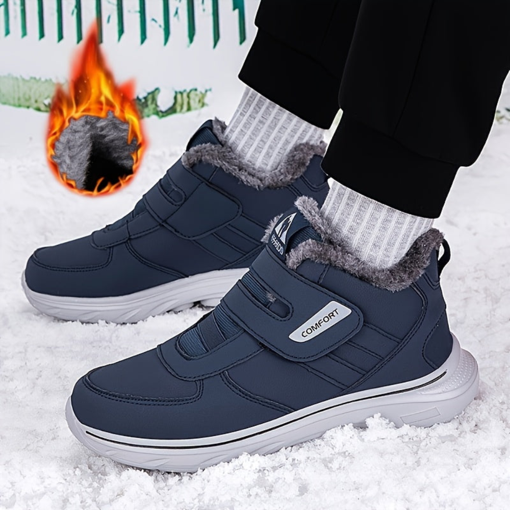 Winterstiefel mit Futter, Klettverschluss, rutschfester Sohle, warm gefütterte Winterschuhe