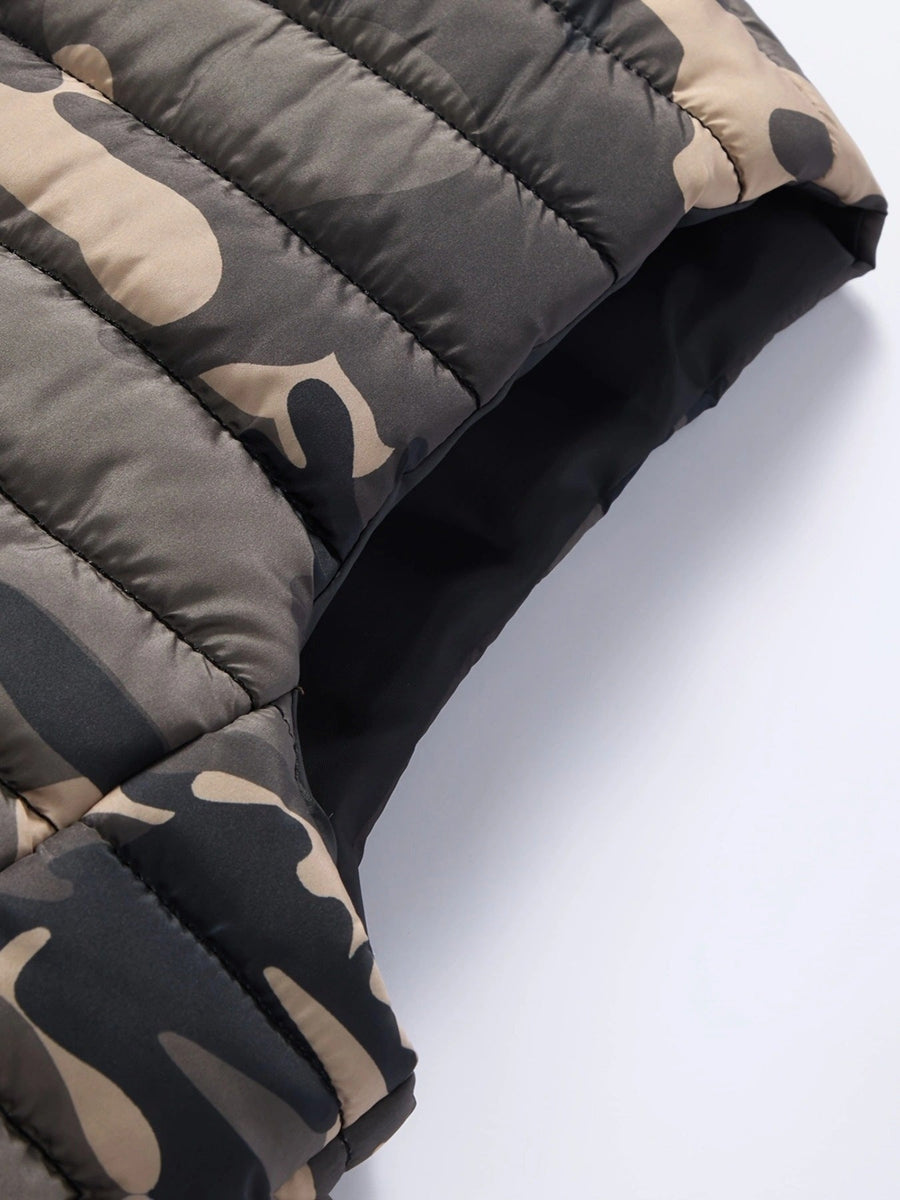 Unisex Camouflage Steppweste mit Stehkragen