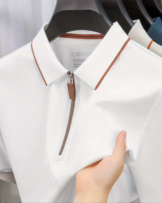 Herren Polohemd mit Reißverschluss und Kontrastpaspel – Modernes Freizeit- und Business-Design