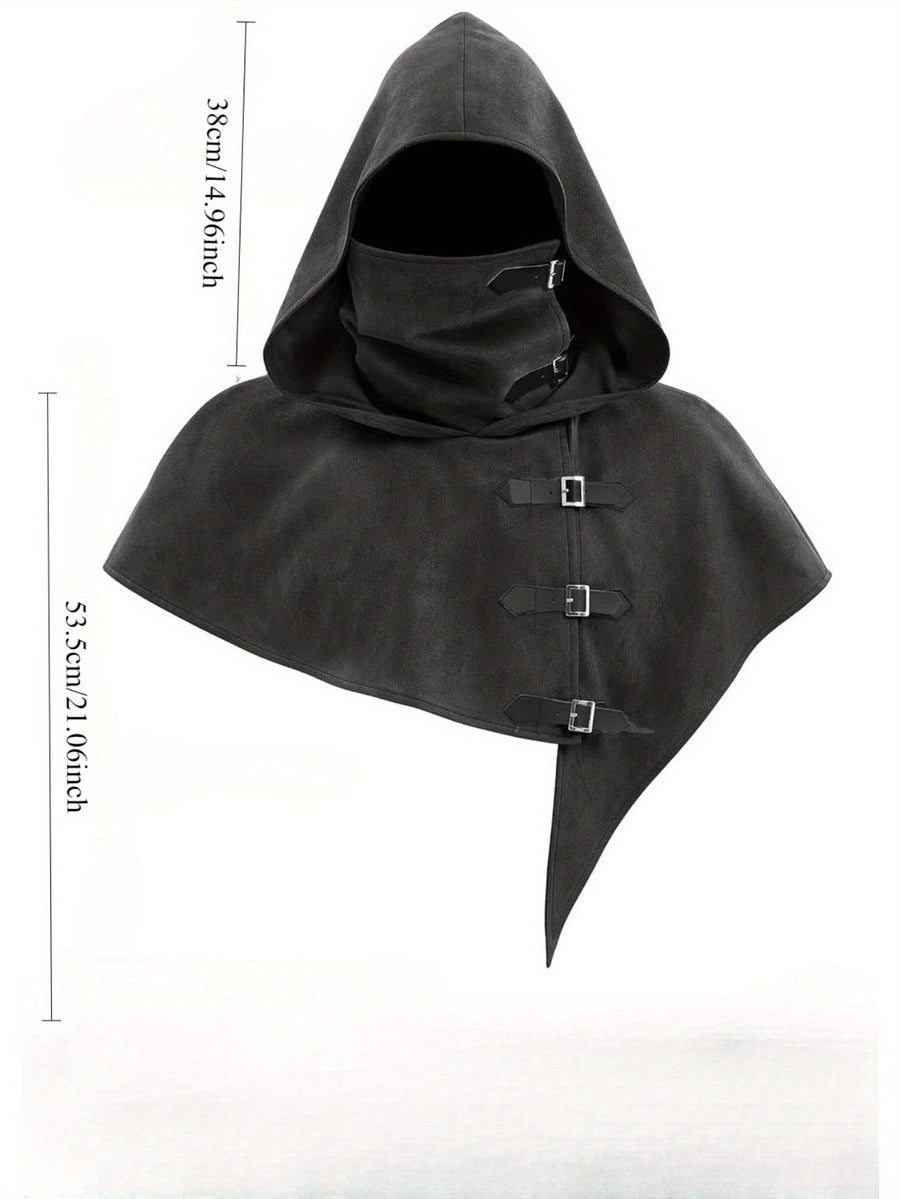 Kapuzencape mit Schnallen und Gesichtsbedeckung
