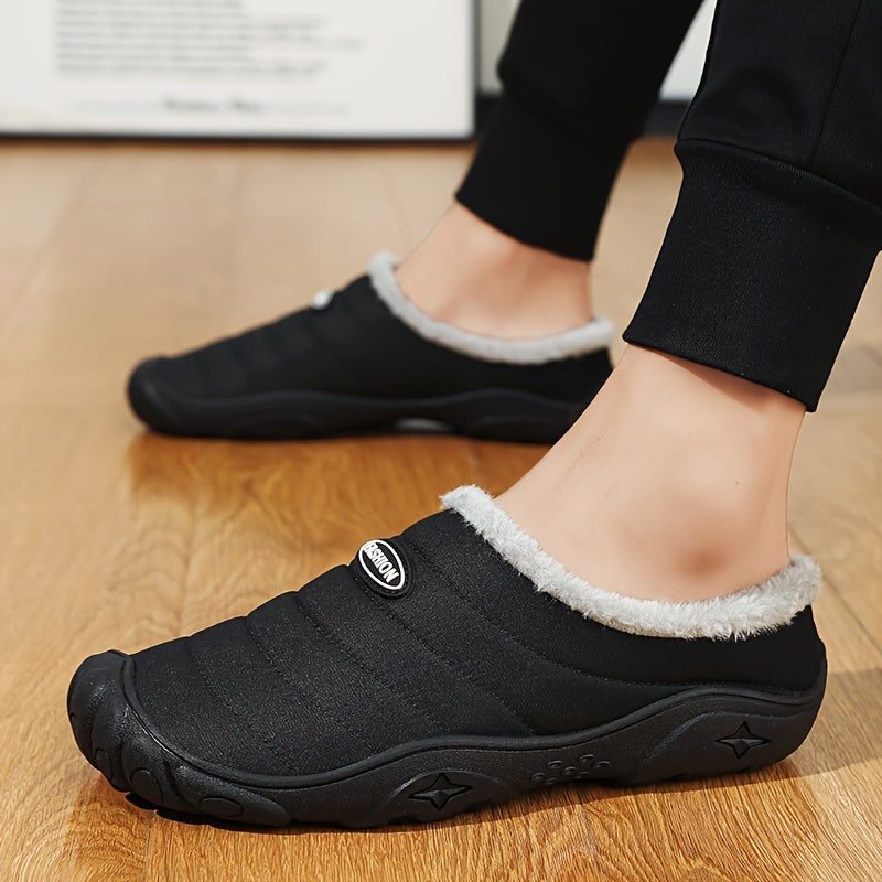 Unisex Winter Pantoffel gesteppt mit warmer Fütterung rutschfeste Sohle