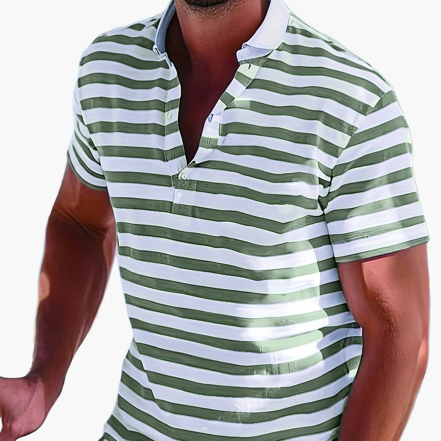 Herren Poloshirt im maritimen Streifen-Look – Perfekt für Freizeit & Segelausflüge