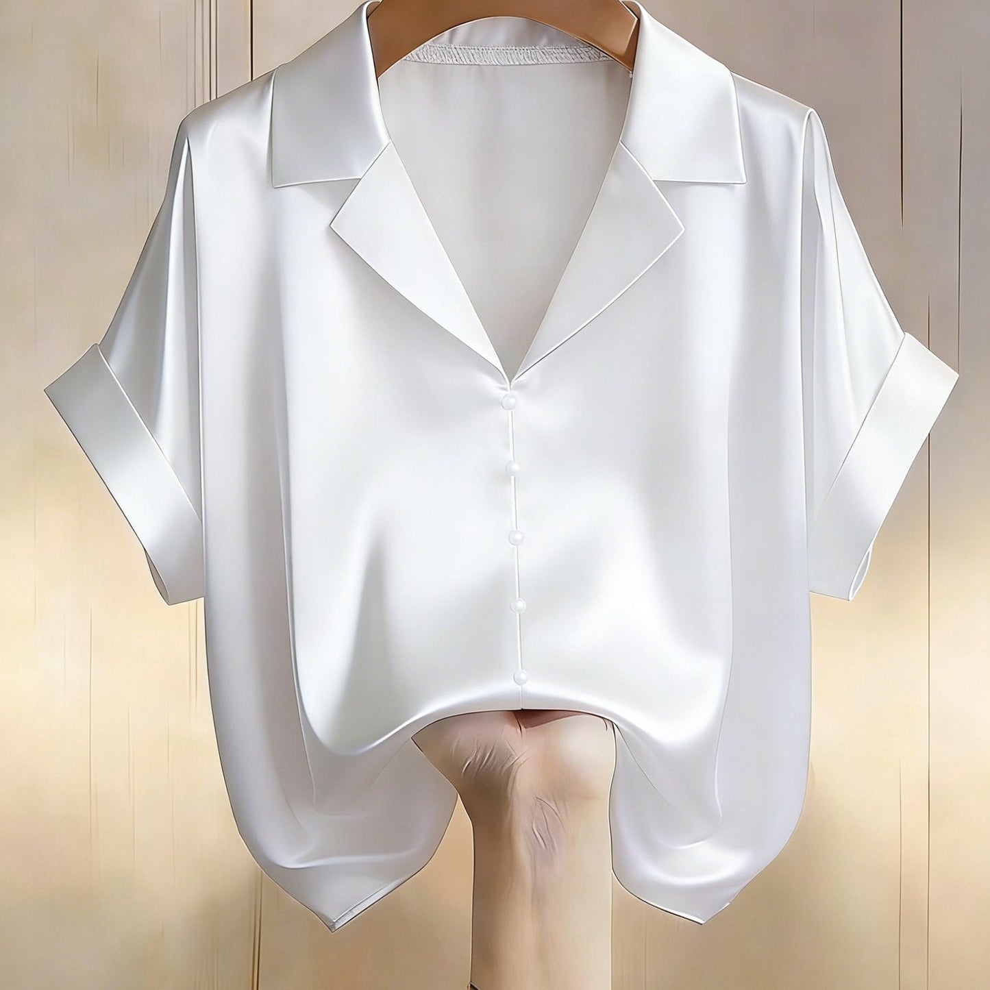 Damen Bluse Kurzarm mit Knopfleiste und klassischem Kragen – Eleganter Business- und Freizeitstil
