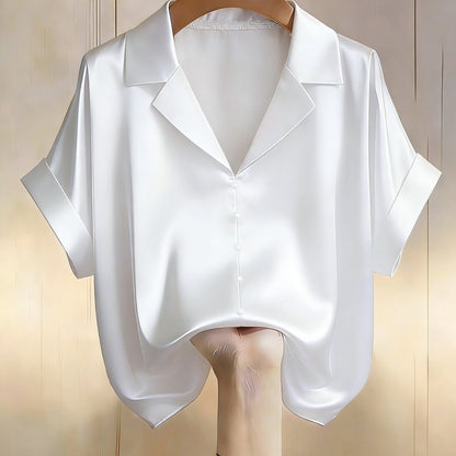 Damen Bluse Kurzarm mit Knopfleiste und klassischem Kragen – Eleganter Business- und Freizeitstil