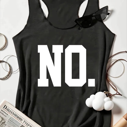 Damen Statement Tanktop mit Print NO. – Lässiges Grafikshirt für Alltag und Freizeit