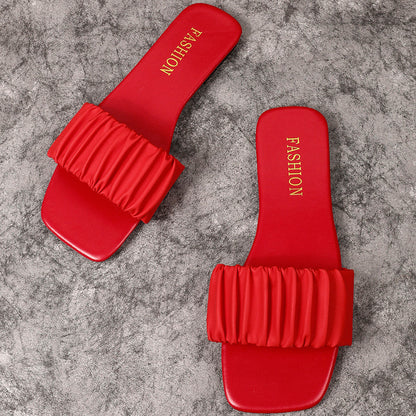 Damen Sommerschlappen mit modischem Riemen und quadratischer Spitze – Elegante Slides für Freizeit und Alltag