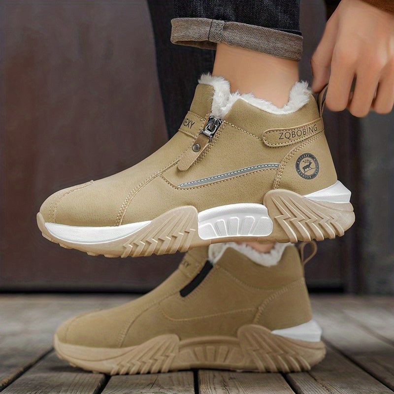 Unisex Winterstiefel gefüttert mit Reißverschluss – Grau, Schwarz, Khaki
