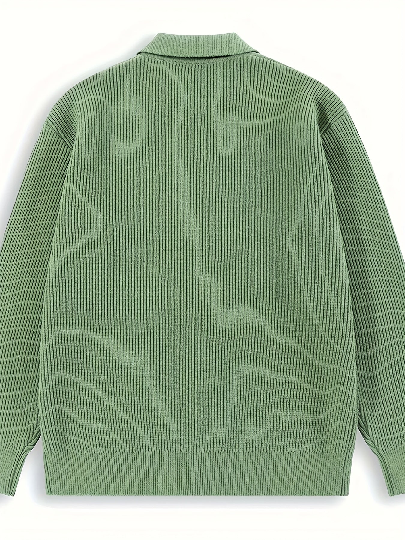 Gerippte Strickjacke für Herren mit Knopfleiste, Polo-Kragen, Langarm