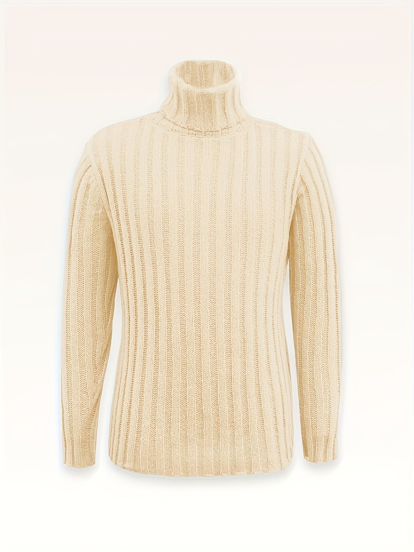 Rollkragen Strickpullover für Herren, Grobstrick, langärmelig, unifarben