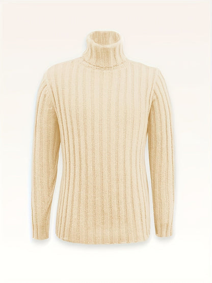 Rollkragen Strickpullover für Herren, Grobstrick, langärmelig, unifarben