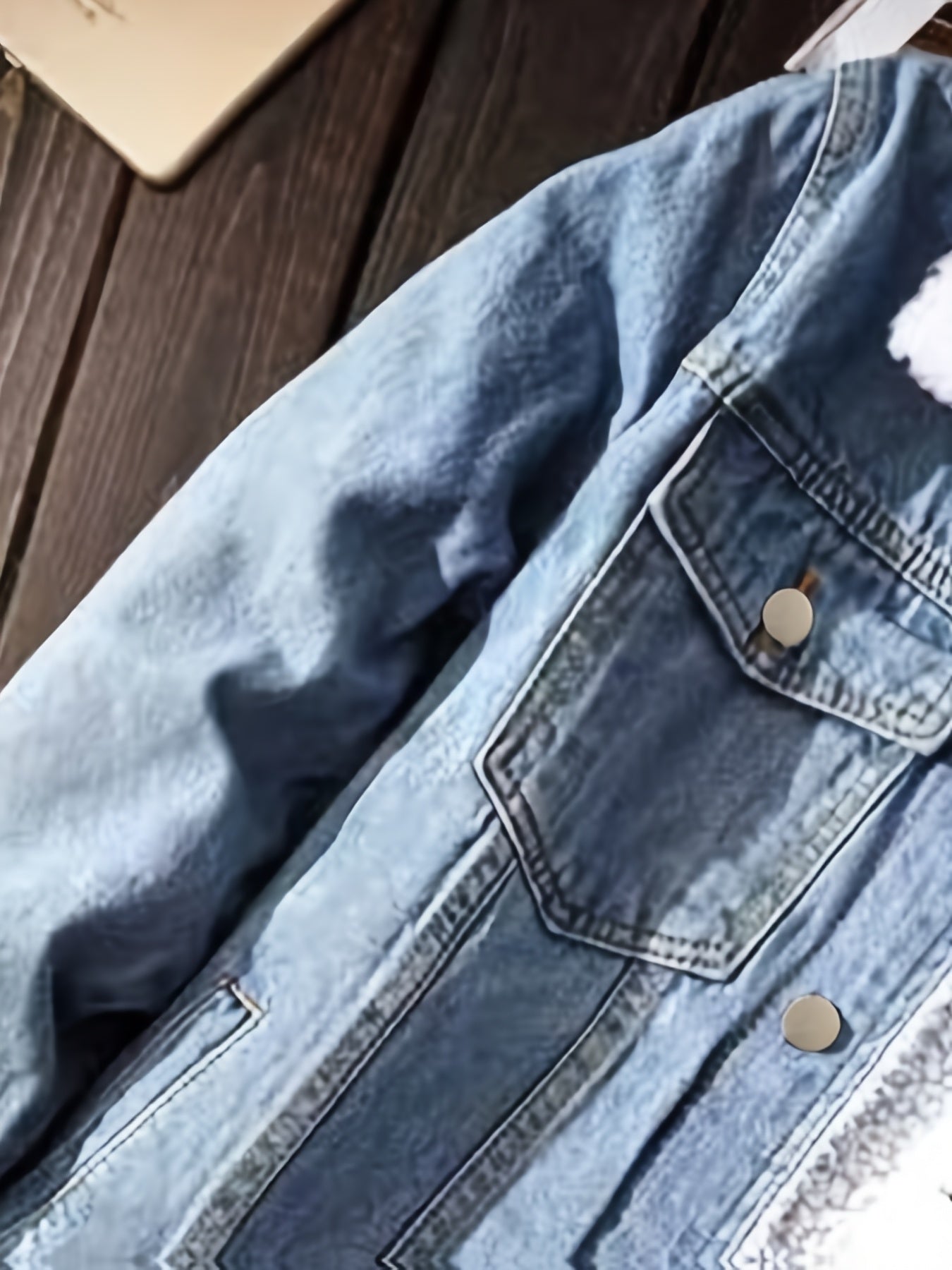 Jeansjacke Herren gefüttert mit Fellkragen Hellblau Winterjacke Baumwoll-Mix