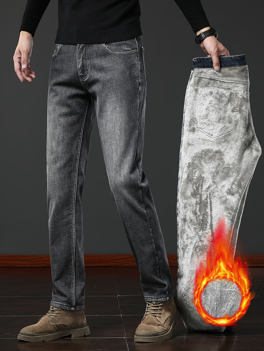 Herren Jeanshose mit Teddyfutter – Winterjeans für warme Beine, verschiedene Farben