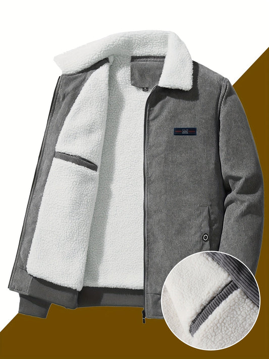 Herren Winter Cordjacke mit teddygefüttertem Kragen und Futter