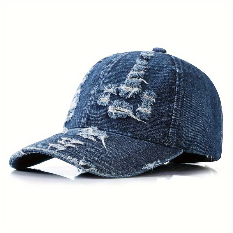 Damesbaseballpet in distressed denimlook