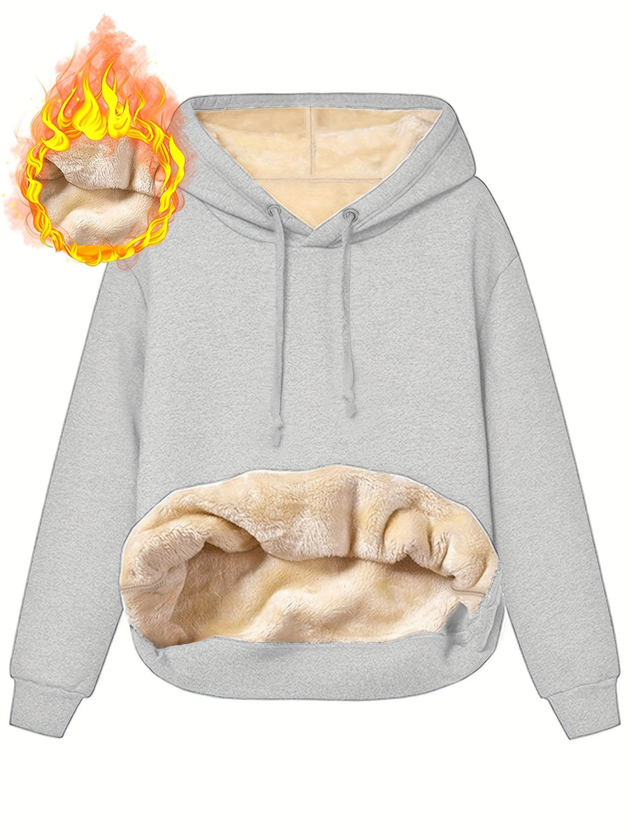 Unisex Hoodie mit Kapuze und Plüschfutter – Warmer Winter Pullover mit Kängurutasche