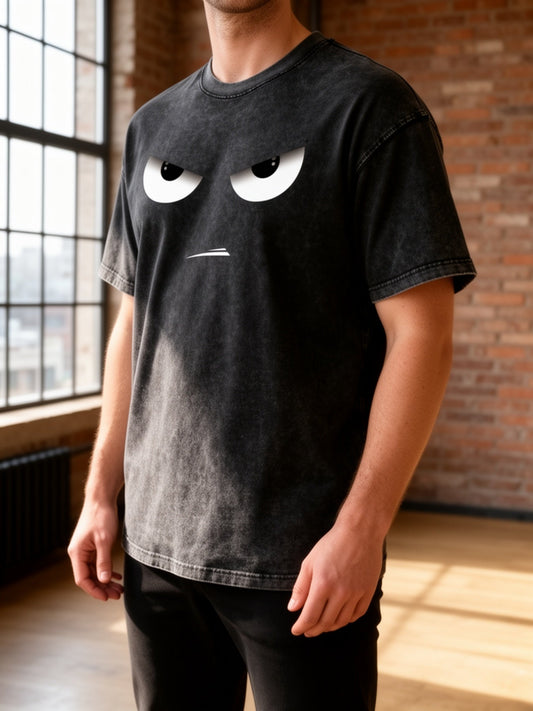 Herren T-Shirt mit Grafikdruck und coolem Gesichtsausdruck – Lässiges Statement Shirt