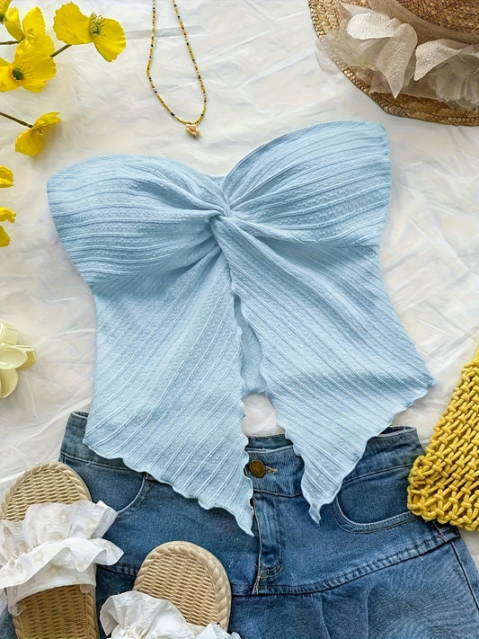 Damen Bandeau Top Schleifen-Design Modisch Party & Freizeit