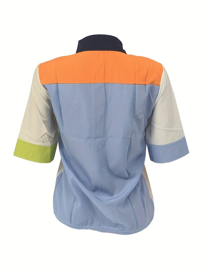 Damen Modernes Hemd im Patchwork-Stil für Alltag und Freizeit