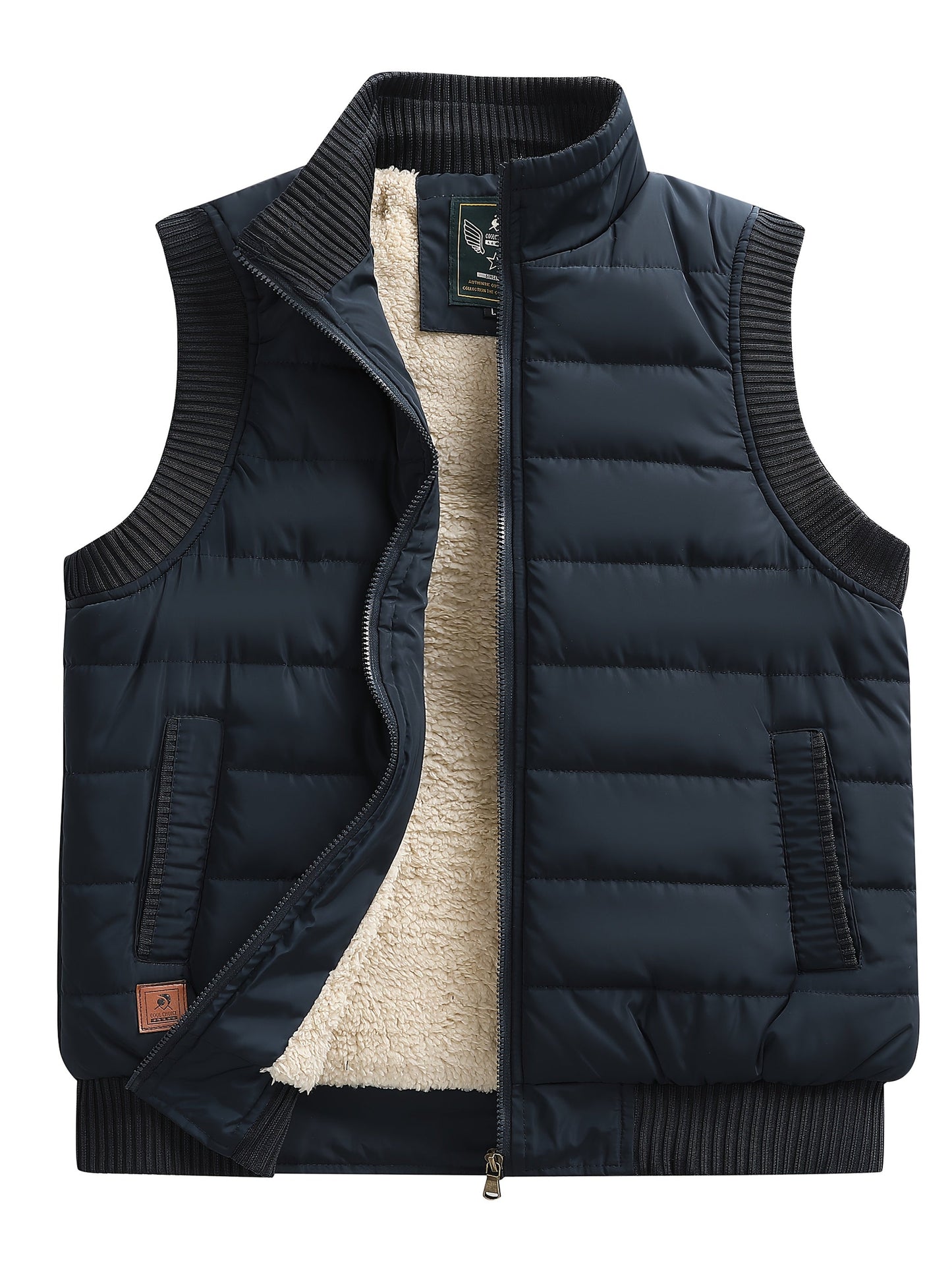 Steppweste mit Stehkragen und Rippstrickdetails - Warm gefüttert - Herren