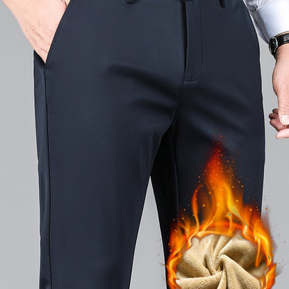 Herren gefütterte Hose Winter Warme Business-Hose mit Fleecefutter