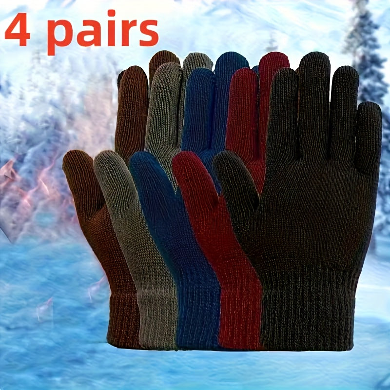 Unisex Strickhandschuhe 5-Finger-Design mit Rippenbündchen