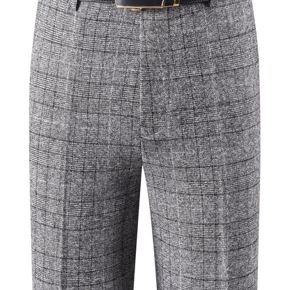 Herren Hose Kariert Gerades Bein Klassischer Schnitt Elegante Freizeithose
