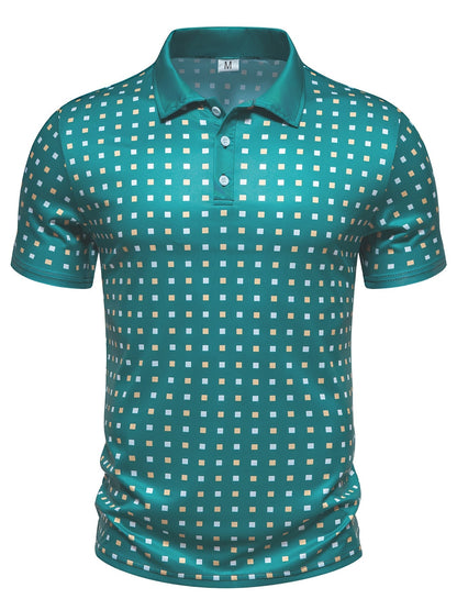 Herren Poloshirt mit modernem geometrischem Muster – Stilvolles Freizeit- und Business-Outfit