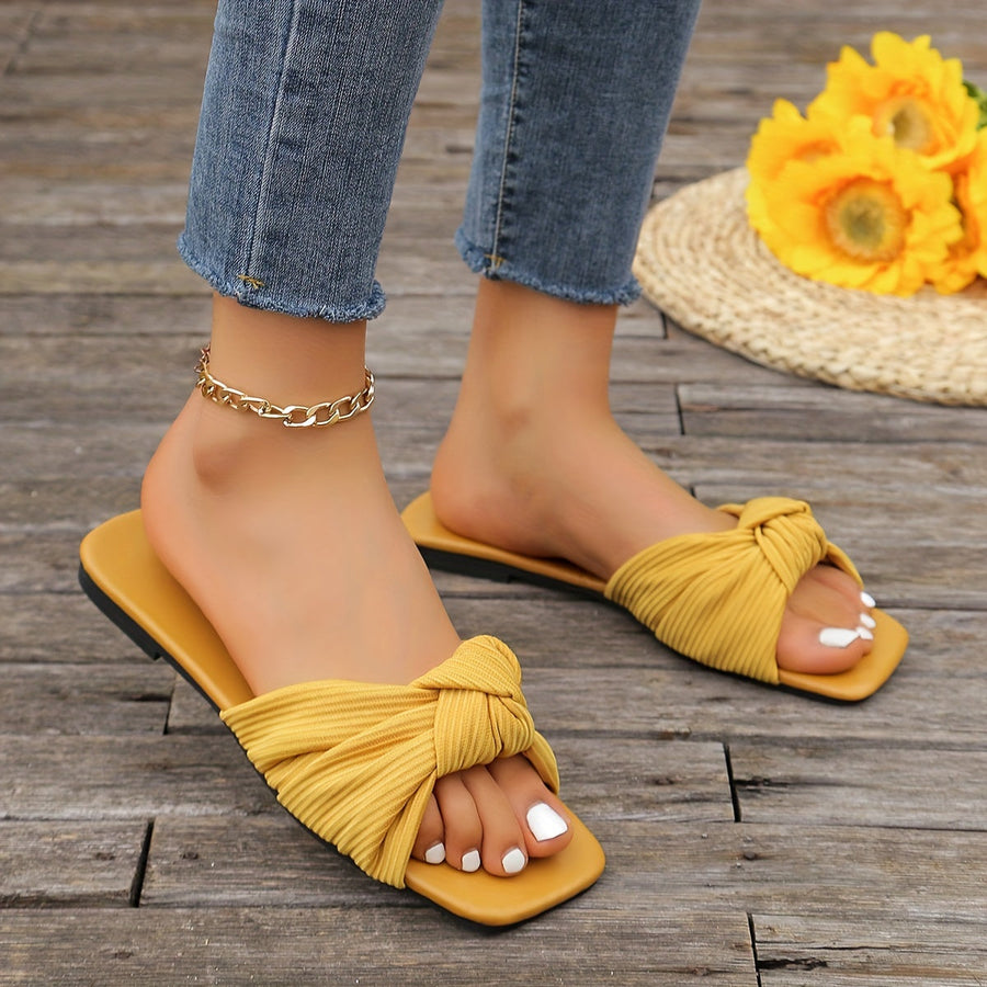 Damen Slip-On Sandalen mit Knoten-Design – Modische Sommerschuhe für Freizeit und Alltag