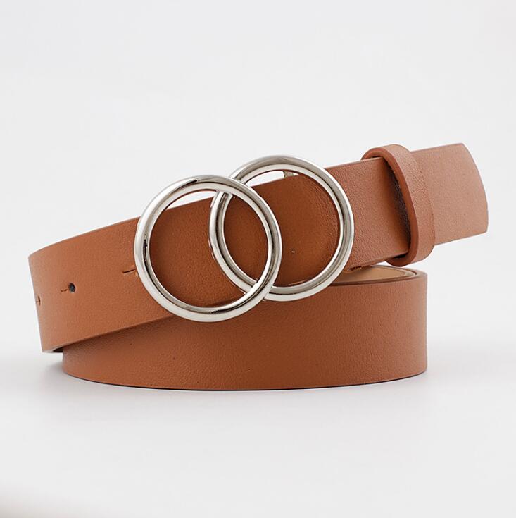 Damen Gürtel mit Doppelring-Schnalle, verschiedene Farben & Muster