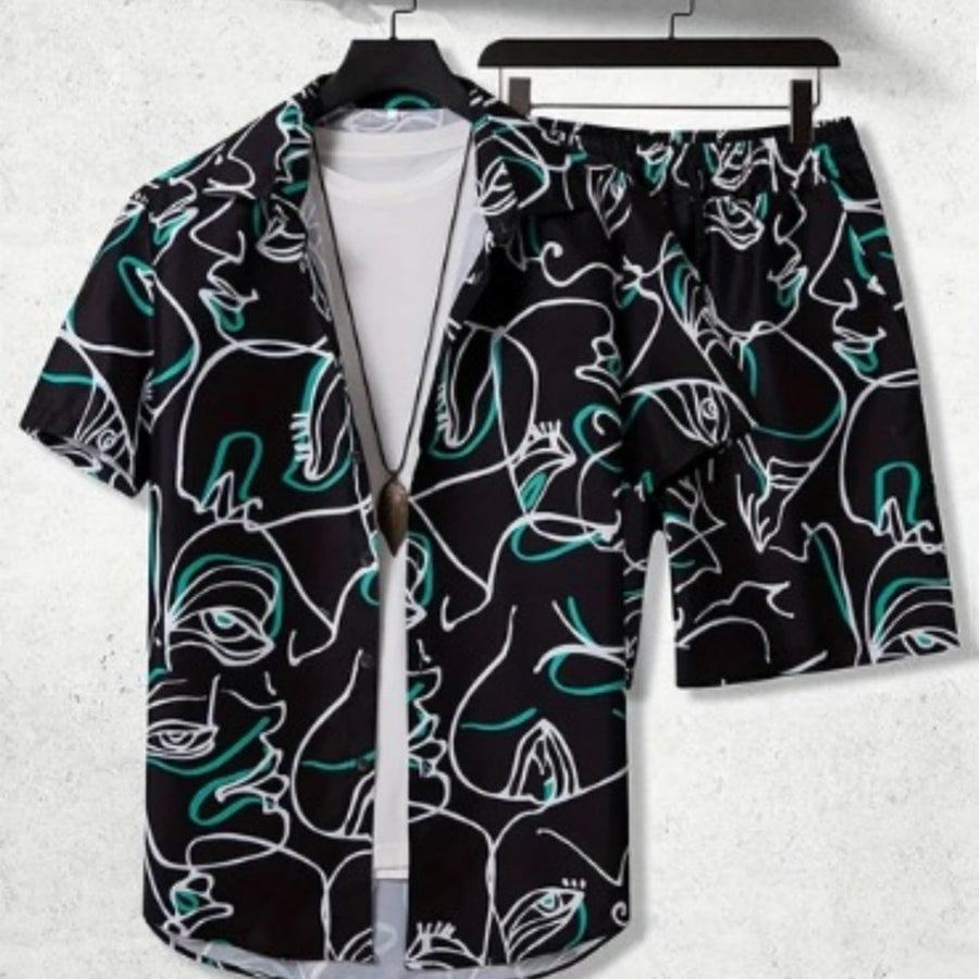 Kirk – Bedrucktes Freizeit Herren-Shirt und Shorts Set
