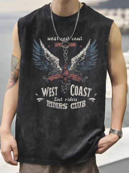 Herren Vintage Biker Muskelshirt – West Coast Lost Riders Club Print, Streetwear Tanktop