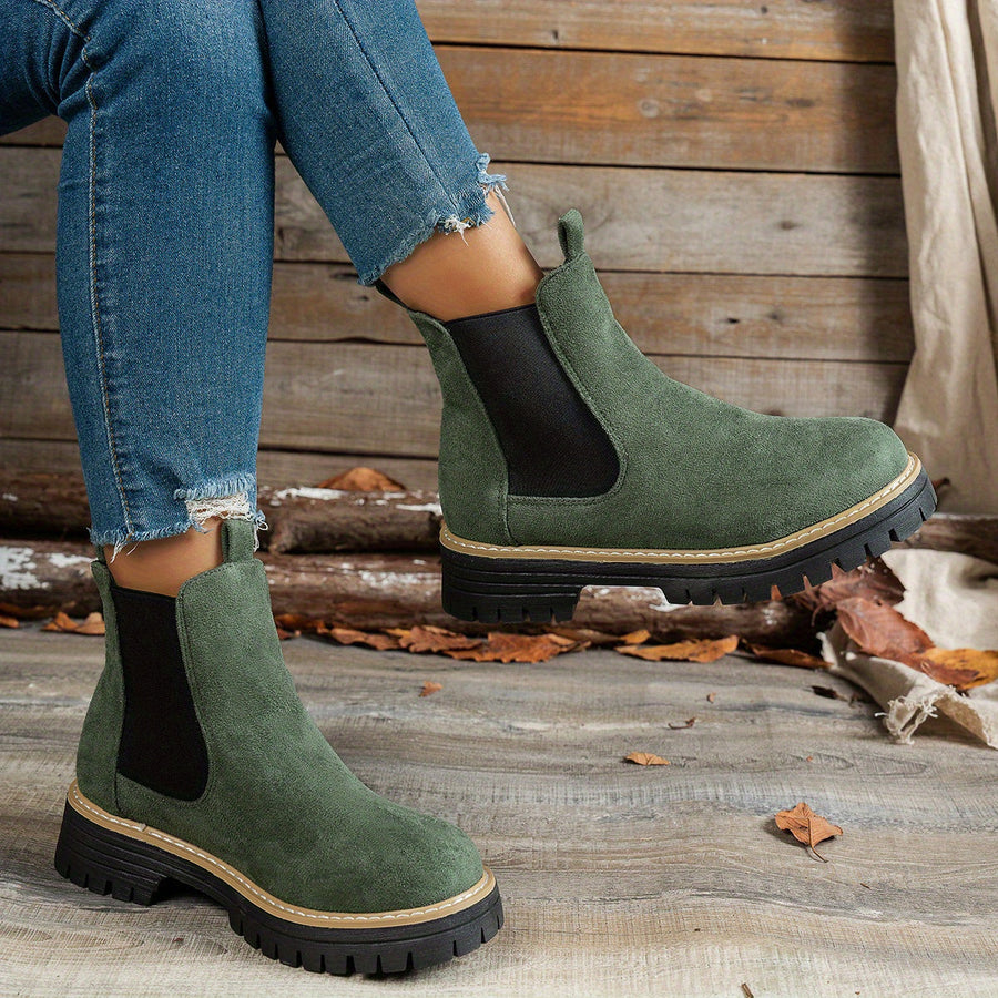 Dames-Chelsea boots met grove zool en elastische inzetstukken