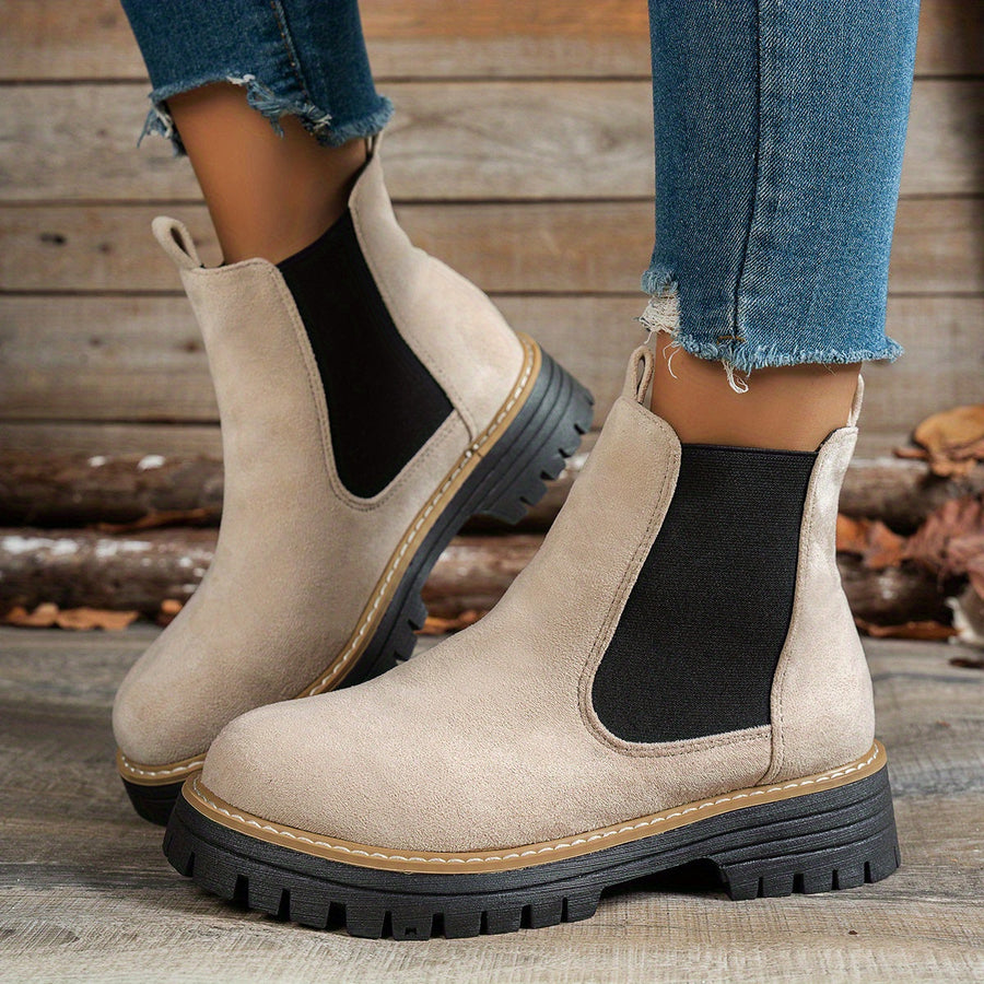 Dames-Chelsea boots met grove zool en elastische inzetstukken