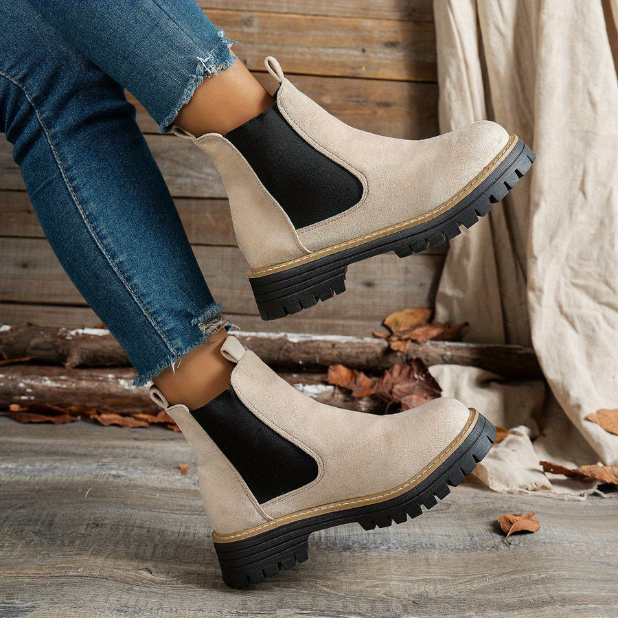 Dames-Chelsea boots met grove zool en elastische inzetstukken