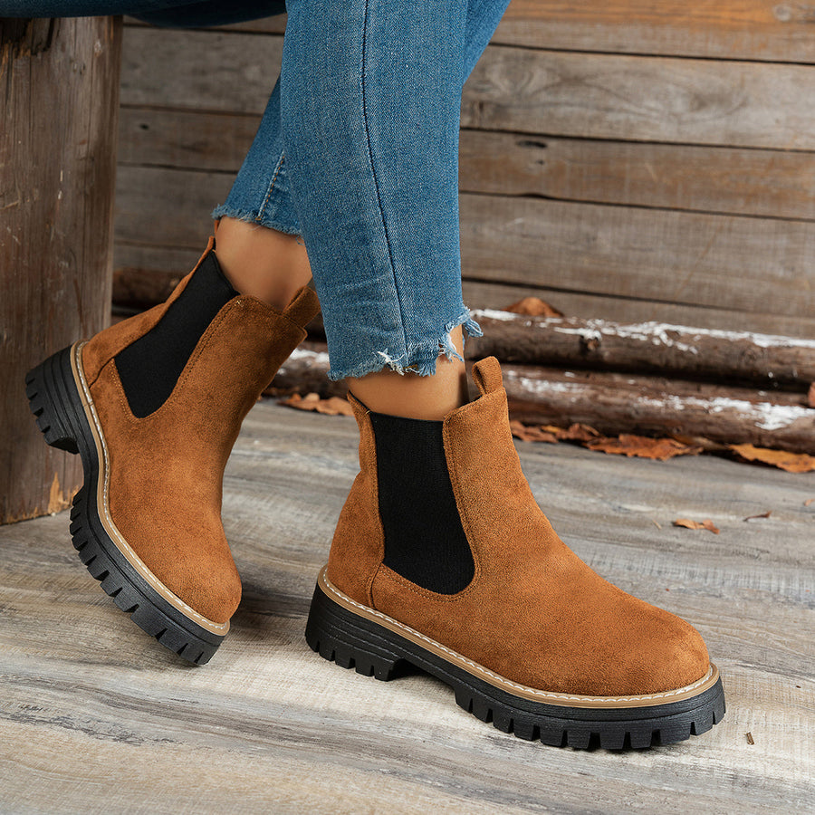 Dames-Chelsea boots met grove zool en elastische inzetstukken