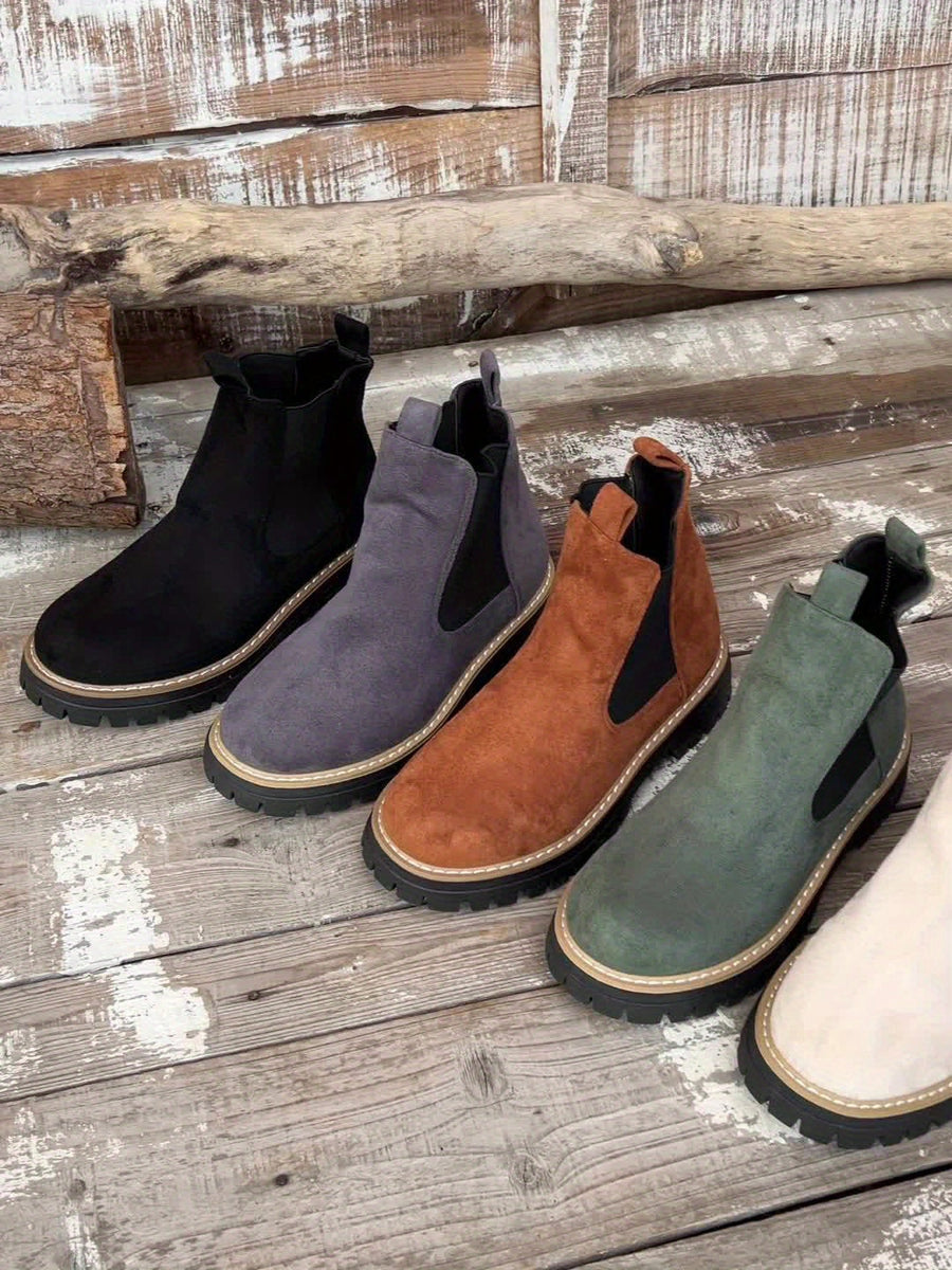 Dames-Chelsea boots met grove zool en elastische inzetstukken